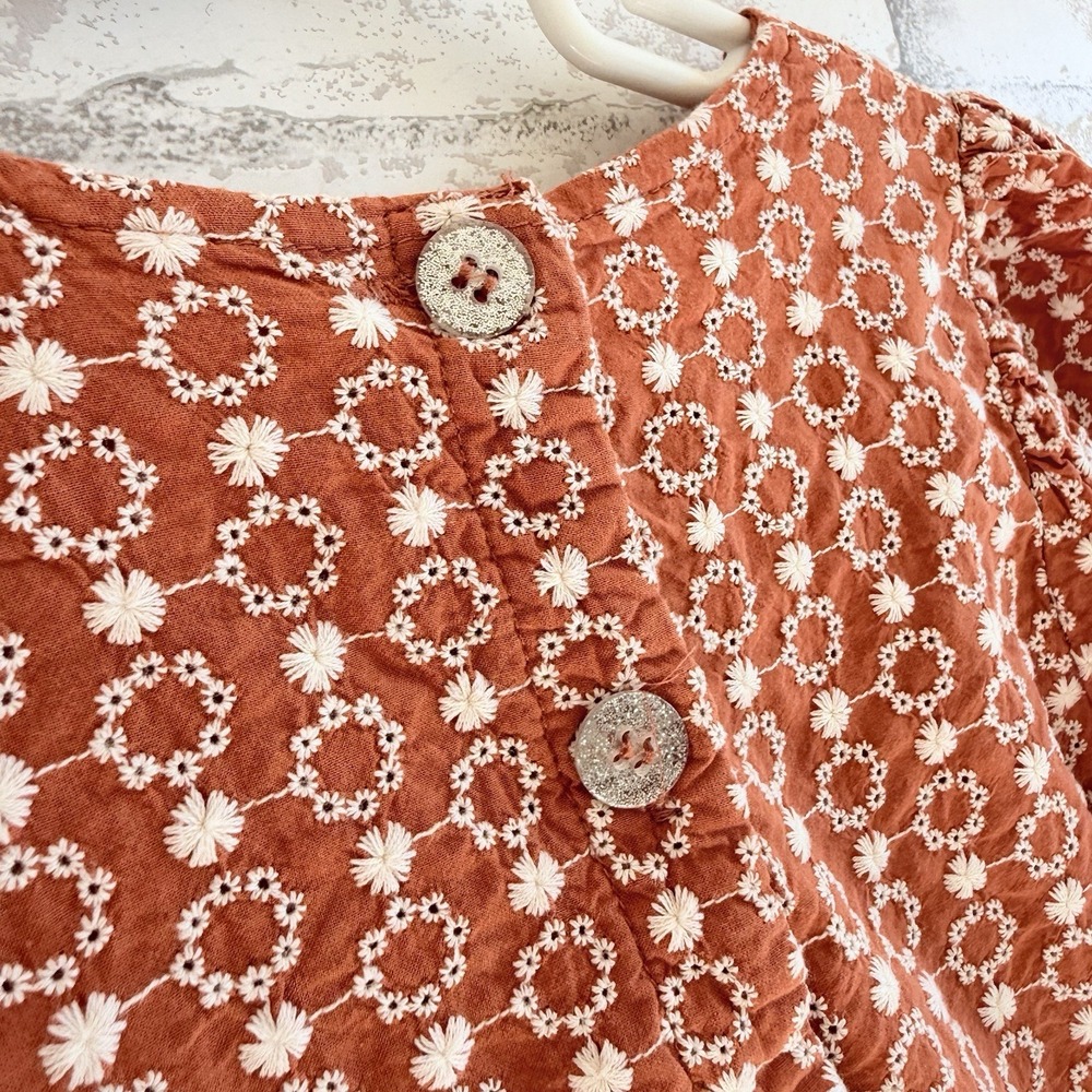 Pink chicken girls maribelle dress - orange daisy eyelet Size 8Y Prairie Cottage - Picture 6 of 8